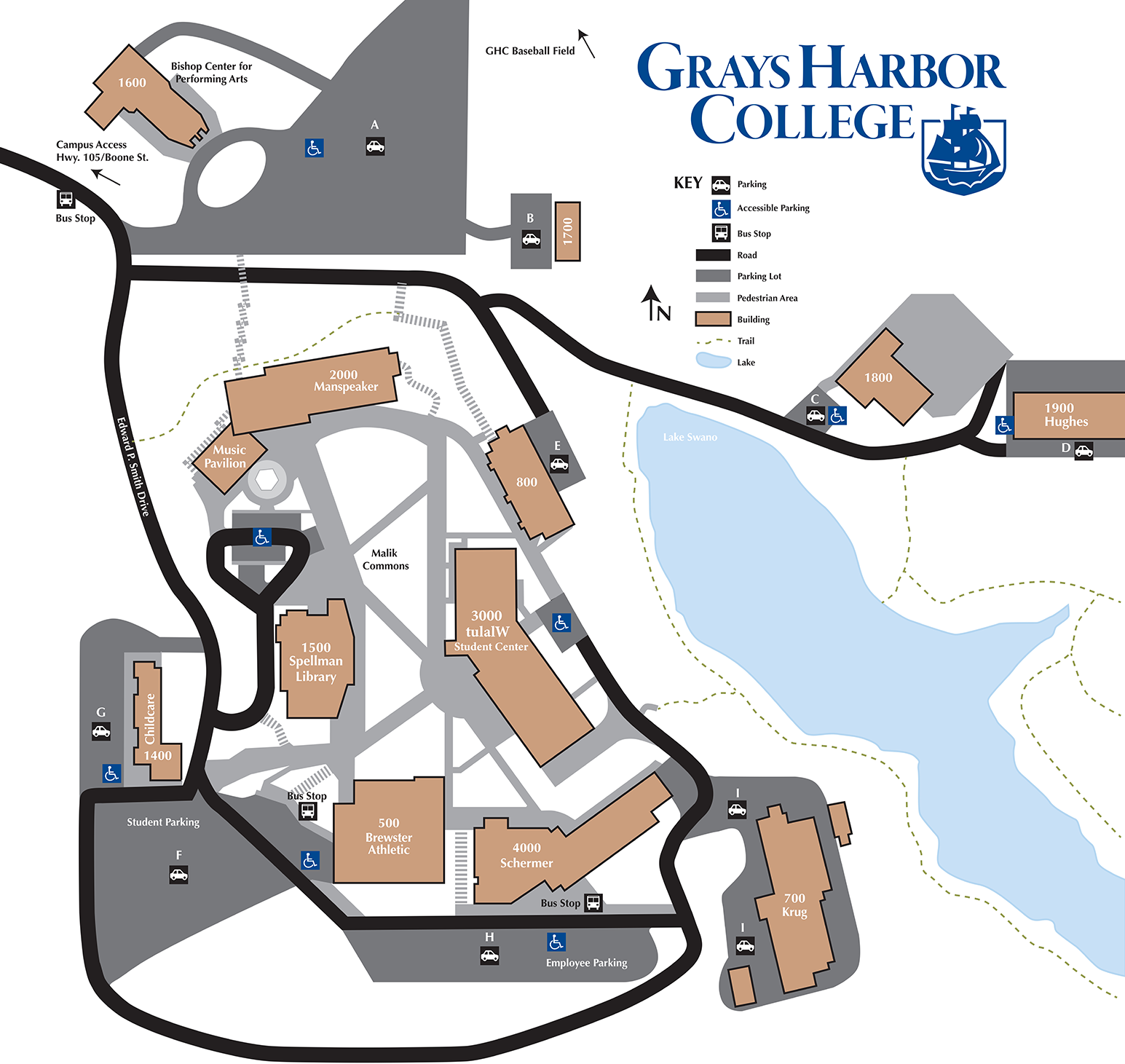map of GHC main campus assembly areas.